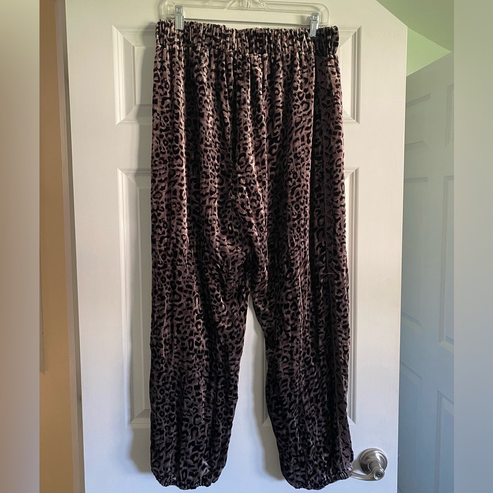 Johnny Was JWLA Sz XL Animal Print Velvet Jogger Silk Blend Pull On Embroidered